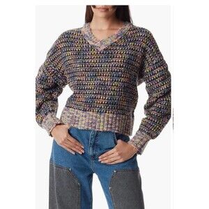 Circus NY By Sam Edelman V- Neck Rainbow Colored Sweater Size XL  Cute Casual